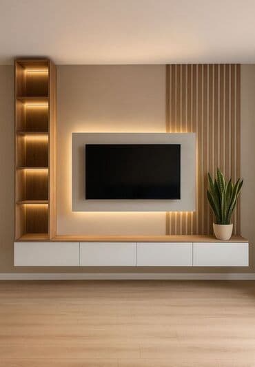 полки для аксессуаров: Тумба и подставка для телевизора, Подвесная, цвет - Серый — 8