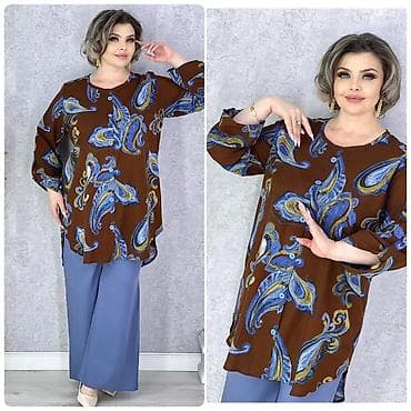 oversize: Рубашка-туника свободного кроя с ярким принтом пейсли. - Фасон — 2