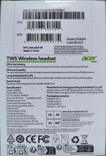Вакуумные, Acer, Новый, Беспроводные (Bluetooth), Геймерские