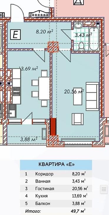 1 комната, 49 м², Асанбай мкр Элитка, 3 этаж, ПСО (под самоотделку) at lalafo.kg 1 комната, 49 м², Асанбай мкр Элитка, 3 этаж, ПСО (под самоотделку)