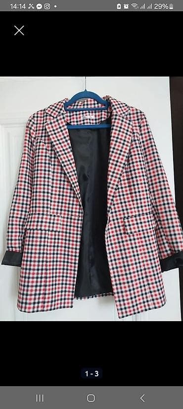 НОВЫЙ. Жакет в клетку с подкладкой - Классический однобортный крой с