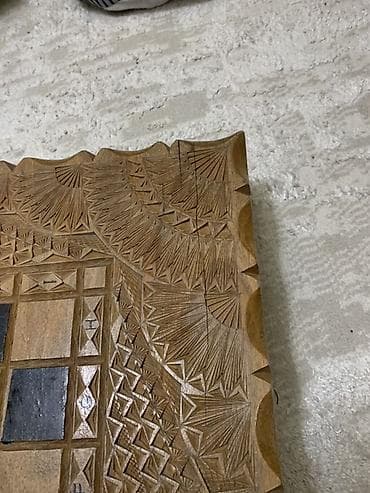 нард: Резная деревянная доска 3-в-1: шахматы, шашки, нарды (складная) - — 5