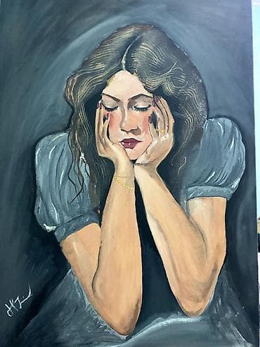 Постельное белье: Картина «Задумчивость» Сүрөттүн өлчөмү 60×70 - Жанр: портрет - — 7