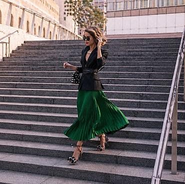 увелечение роста: Юбка, Модель юбки: Плиссе, Макси, По талии — 1