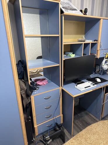 мебель секретер: Детская гарнитура, Для мальчика, ДСП, цвет - Синий — 5