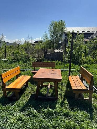 садовой стол: Комплект садовой мебели, Стол, Дерево — 1