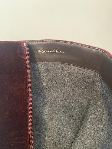 Мокасины и лоферы: Бордовые женские сапоги Ekoniка из бархата - Материал верха: мягкий — 2