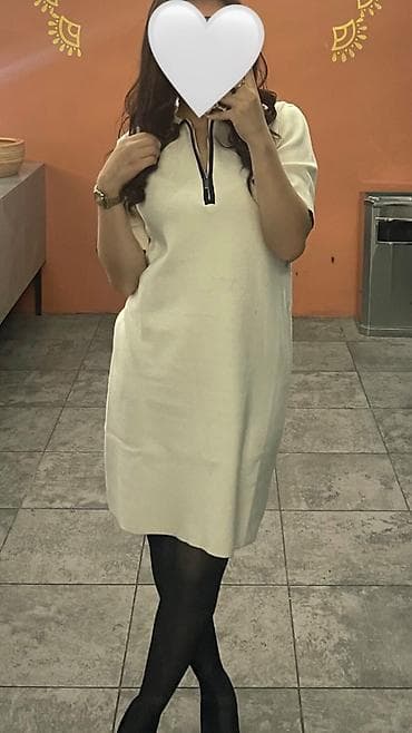 Платье-поло DELYN - Цвет: молочный с контрастной черной окантовкой -