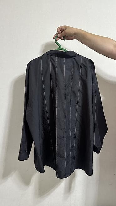 oversize: Блузки женские, комплект из 2 моделей. 1) Черная рубашка oversize: - — 2