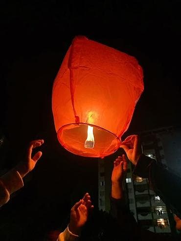 mini projector: Небесный фонарик - Яркий красный шар из тонкой бумажной оболочки с — 1