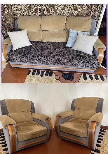 мебелью: Комплект мебели (диван и два кресла)

Диван раскладывается — 1