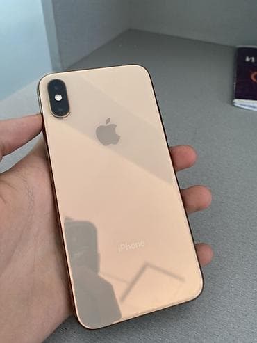 IPhone Xs, Б/у, 64 ГБ, Золотой, Защитное стекло, Чехол, 77 %