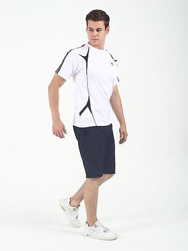 Мужская спортивная футболка - Цвет: белый с контрастными черными