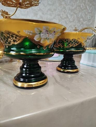 тез арада: Продам новую редкую чешскую посуду богема синее стекло изумрудный — 9