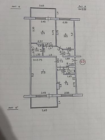 Батирлер: 3 бөлмө, 61 м², 105-серия, 2 кабат, Евроремонт — 2