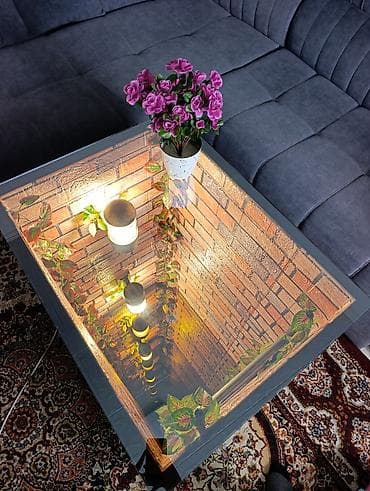 Окна и комплектующие: Дизайнерский журнальный стол с эффектом «Бесконечность». ширина 80×60 — 1