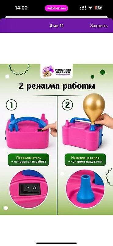 Электрический насос для воздушных шаров «Мишины Шарики» Новая Доставка