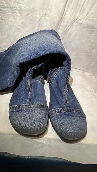 шор: Джинсовые сапоги до колена - Материал верха: плотный деним (джинса) с — 7