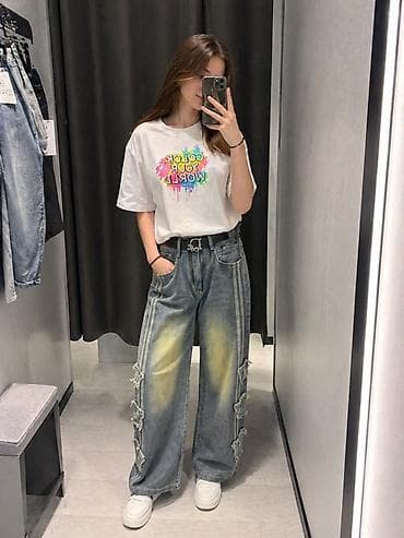 mind error jeans: Широкие женские джинсы с высокой посадкой и прямыми, очень объемными — 1