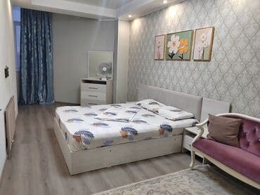 сдаю квартиру бишкек центр: 2 комнаты, Душевая кабина, Постельное белье, Кондиционер — 3