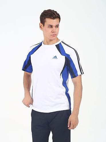 Мужская спортивная футболка Adidas - Дизайн: белая база с