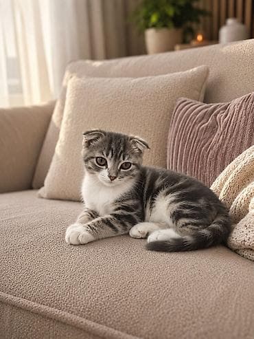 шотландский вислоухий котенок: Шотландские котята (скоттиш-фолд), окрасы: мраморный табби и голубой — 3