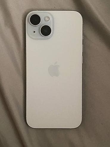 IPhone 15, Б/у, 128 ГБ, Голубой, Защитное стекло, Коробка, Чехол, 89 %