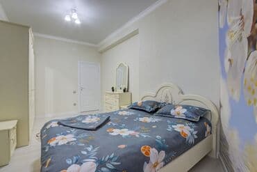 квартира на ночь бишкек количество мест 4: 2 комнаты, Душевая кабина, Постельное белье, Кондиционер — 1