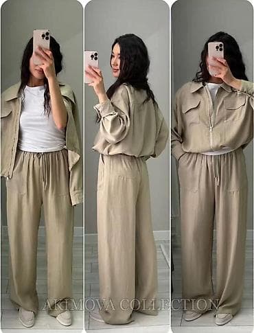 zara брюки: Женский комплект «двойка» из легкой хлопково-льняной ткани. Состав и — 6