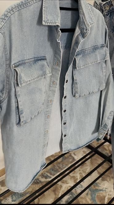 джинсовая одежда: Женский набор одежды в деним-стиле Состав: - Светло-голубая блузка с — 6