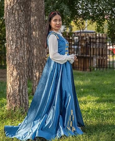 баа: Кыз узатууга көйнөк, L, Шлейфи менен, Жаңы, түсү - Көгүлтүр — 1