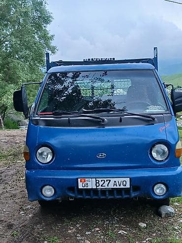 трактор дыты: Hyundai Porter — компактный бортовой грузовик синего цвета. Самосвал — 1
