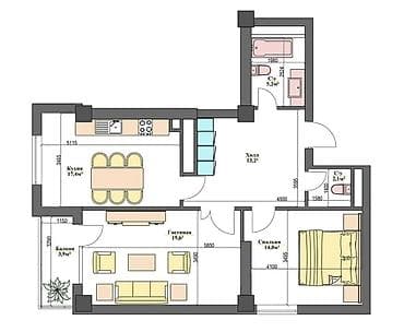 2х: 2 комнаты, 76 м², Элитка, 12 этаж, Евроремонт — 7