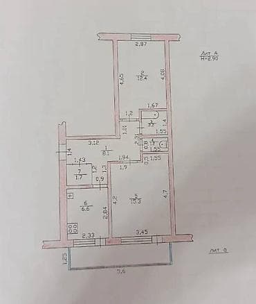 flat kant: 2 комнаты, 60 м², Индивидуалка, 5 этаж, Косметический ремонт — 6