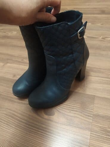 сапоги из натурального меха и кожи: Сапоги, 37, Leon, Б/у, цвет - Синий, Самовывоз — 3
