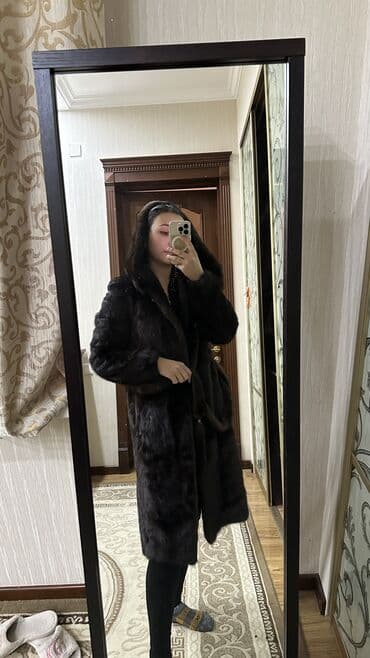 шуба кроликовая: Шуба, Норка, Длинная модель, С капюшоном, L — 3