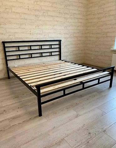 Мебель: Кровать стиле лофт на заказ Металлическая кровать с деревянной — 5