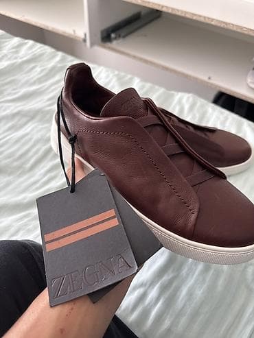 Кроссовки ZEGNA из натуральной кожи - Модель: низкие кеды без видимой