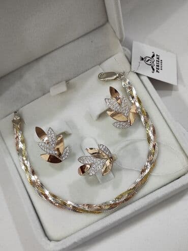 эксклюзивные свадебные пригласительные: Набор украшений, Проба 925, Женские, Новый — 7