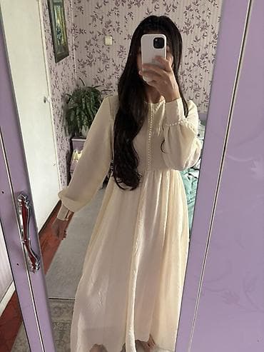 белый платия: Новое/1-раза надевала на кыз узатуу. Платье-макси нежного кремового — 3