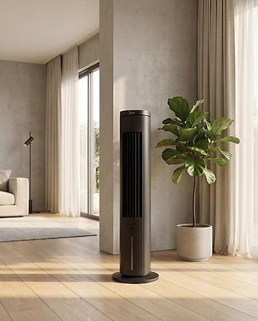Напольный башенный вентилятор Midea (черный) - Вертикальная башенная