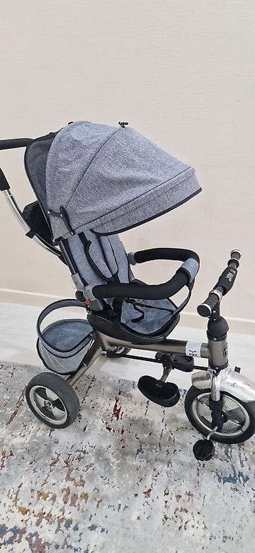 велоси: Универсальный детский трехколесный велосипед-коляска в сером цвете — 2