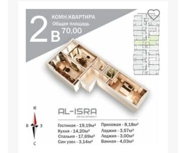 сдаю квартиру в 6 микрорайоне: 2 комнаты, 70 м², Элитка, 6 этаж, ПСО (под самоотделку) — 5