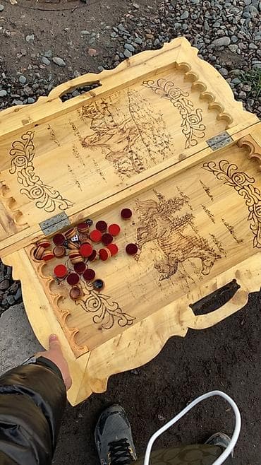 Резные деревянные шашки/нарды 2-в-1 - Комбинированный игровой набор