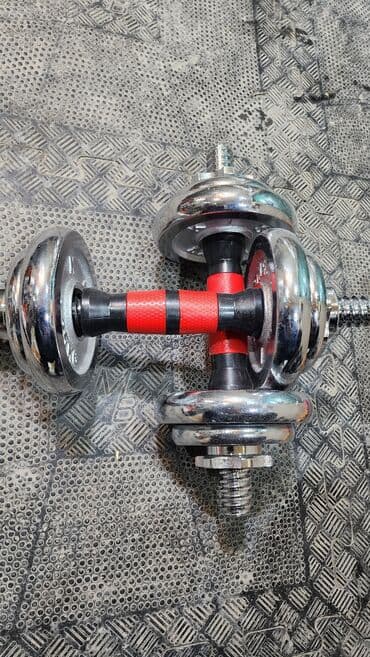 купить гантели бу в бишкеке: Гантели 5+5=10кг разборные хромированные. новые — 1