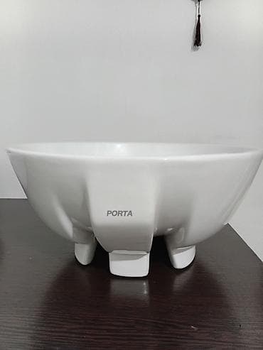 раковина для ванной с тумбой и зеркалом: Раковина для ванной, Особенности: Глянцевое, Круглая форма, Материал: Керамика — 4