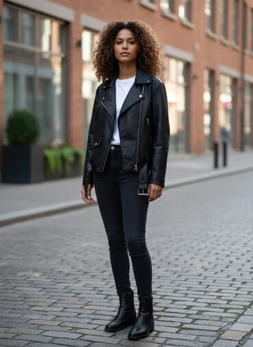 куртка косуха: Кожаная куртка, Косуха, Экокожа, Оверсайз, L — 1