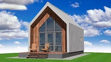 рабочий гародок: Проект компактного одноэтажного дома с мансардой в современном — 3