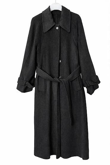 чёрное женское пальто: Женское пальто прямого кроя. - Материал: плотная шерстяная ткань — 7