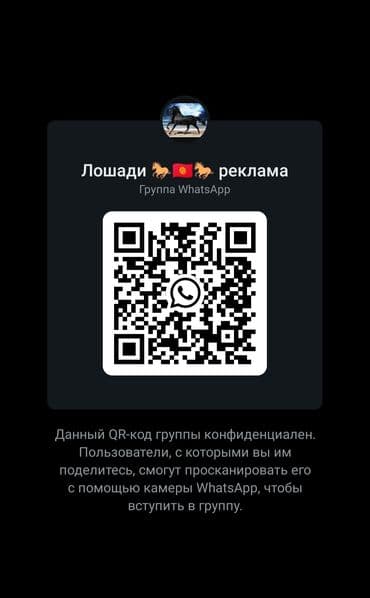 лекарство для животных: QR-код для вступления в группу WhatsApp с названием "Лошади реклама" — 1